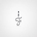 TaleClasp Elegant Script Letter F Silver Tone Initial Charm - Silver - image 0