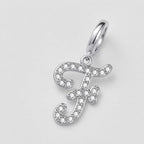 TaleClasp Elegant Script Letter F Silver Tone Initial Charm - image 3