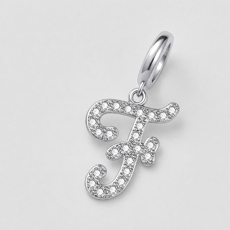 TaleClasp Elegant Script Letter F Silver Tone Initial Charm - image 3