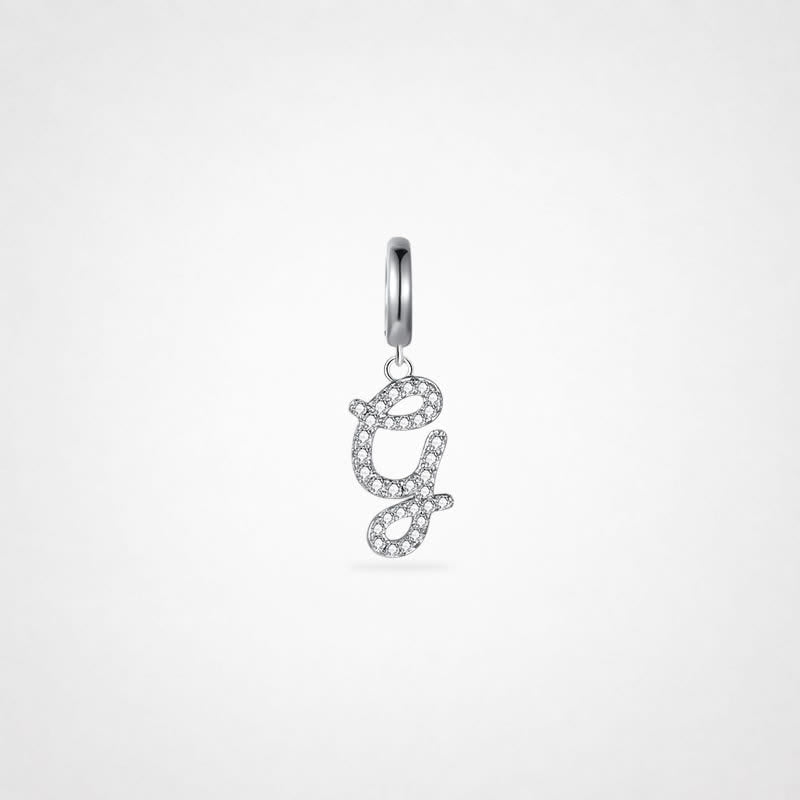 TaleClasp Elegant Script Letter G Silver Tone Initial Charm - Silver - image 0