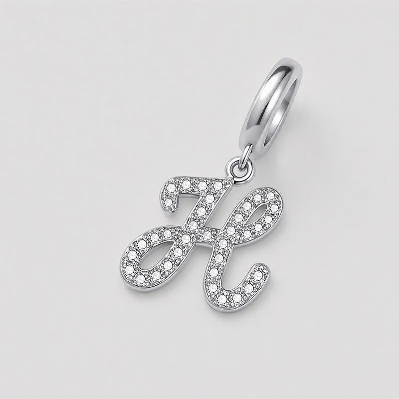 TaleClasp Elegant Script Letter H Silver Tone Initial Charm - image 3