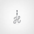 TaleClasp Elegant Script Letter H Silver Tone Initial Charm - Silver - image 0