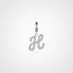 TaleClasp Elegant Script Letter H Silver Tone Initial Charm - Silver - image 0