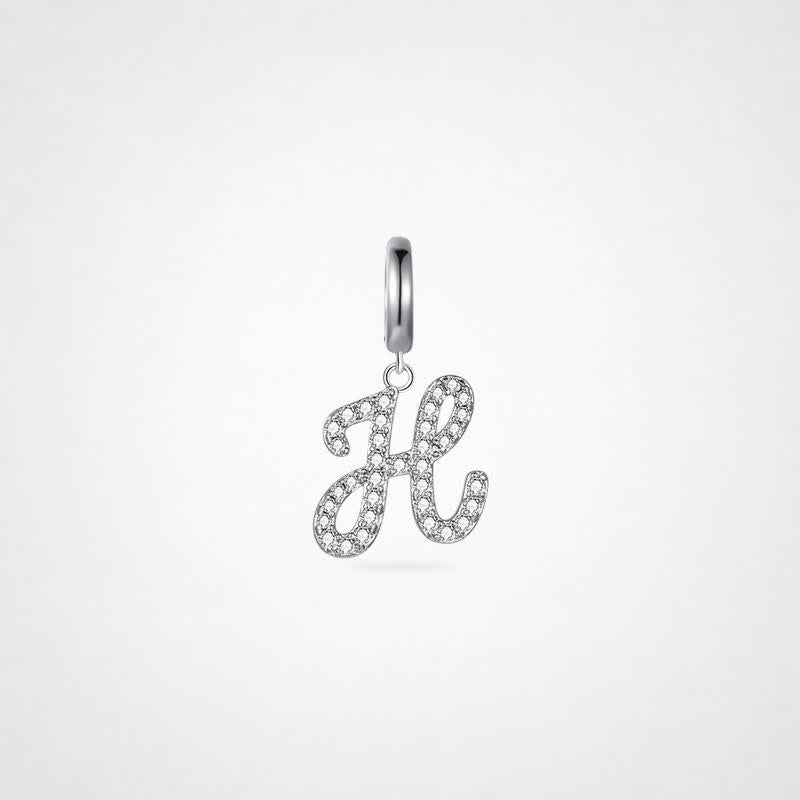 TaleClasp Elegant Script Letter H Silver Tone Initial Charm - Silver - image 0