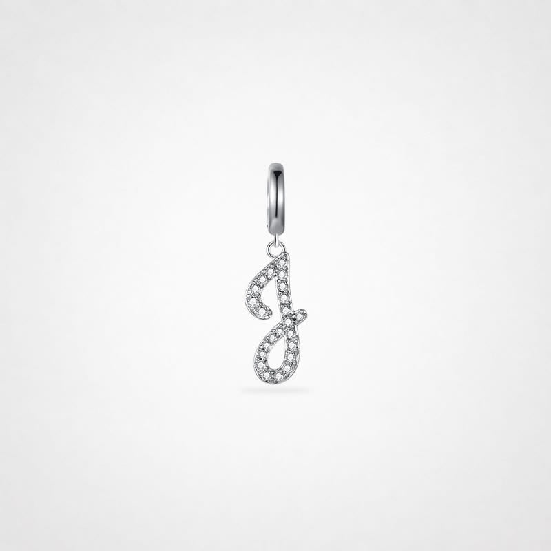 TaleClasp Elegant Script Letter J Silver Tone Initial Charm - Silver - image 0