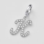 TaleClasp Elegant Script Letter K Silver Tone Initial Charm - image 3