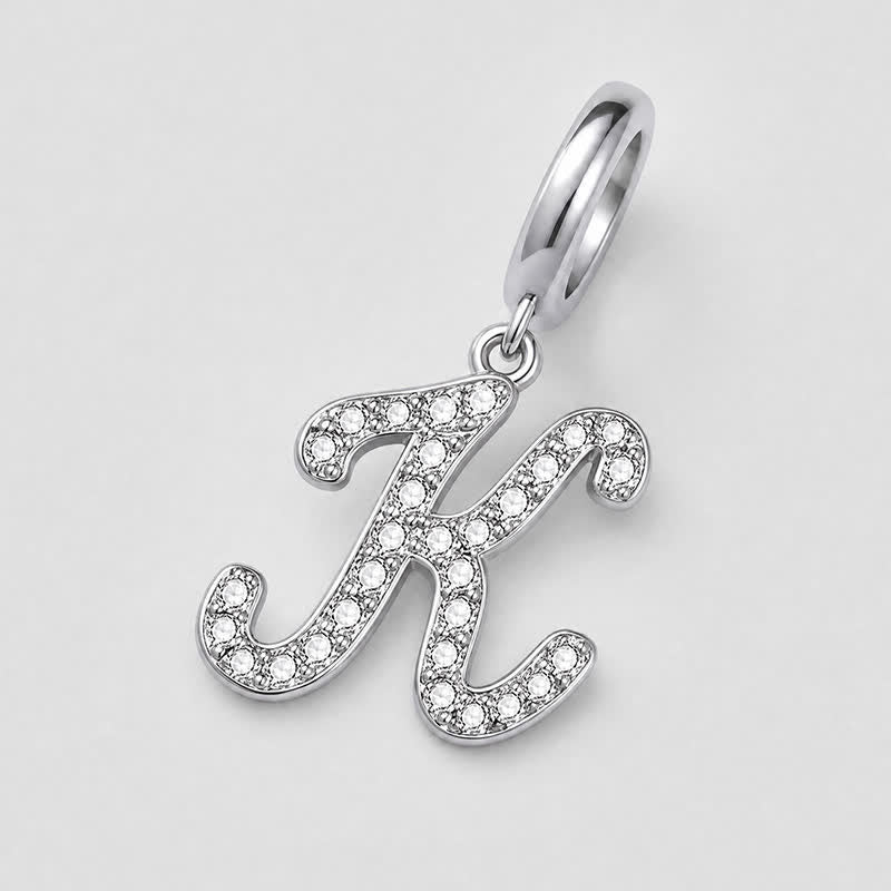 TaleClasp Elegant Script Letter K Silver Tone Initial Charm - image 3