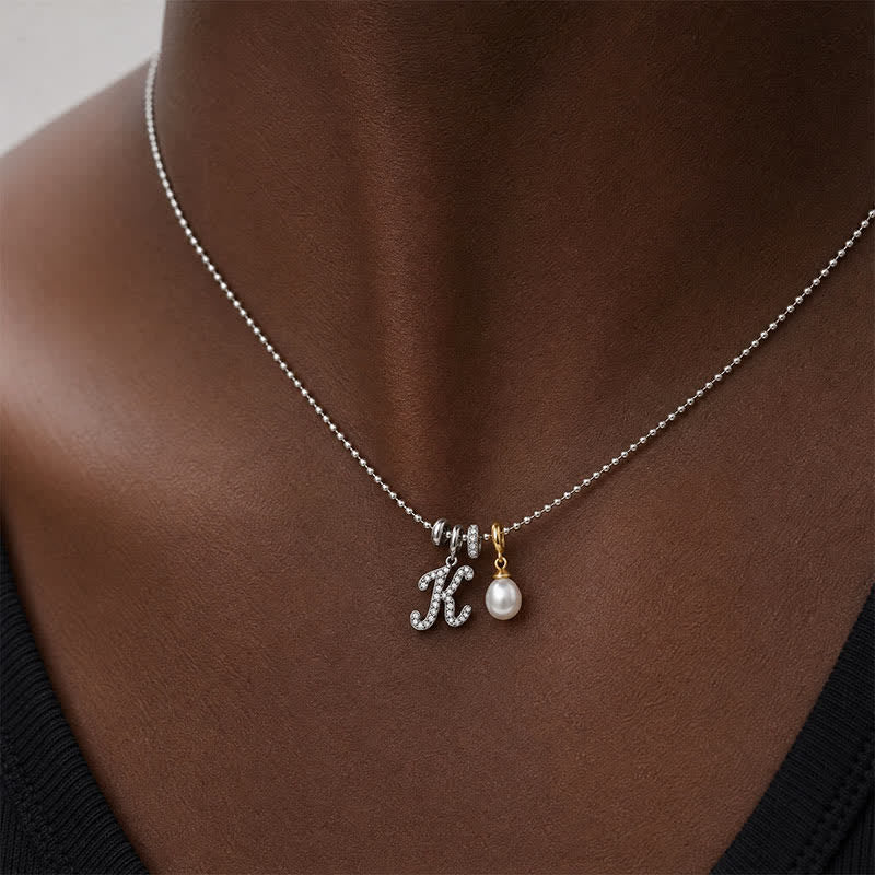 TaleClasp Elegant Script Letter K Silver Tone Initial Charm - image 1