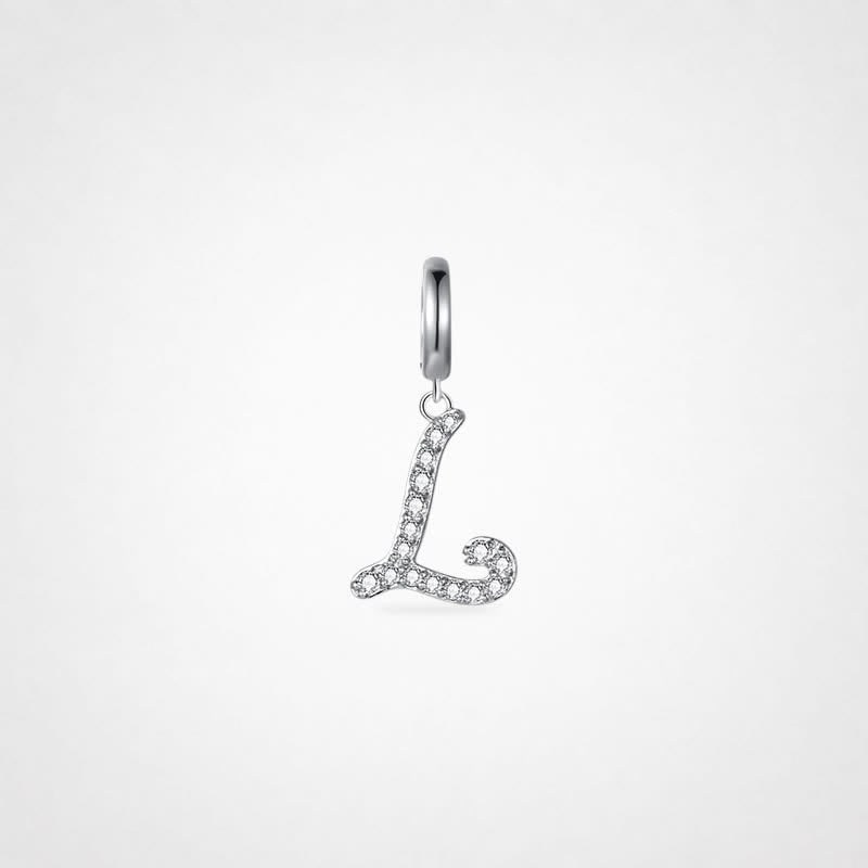 TaleClasp Elegant Script Letter L Silver Tone Initial Charm - Silver - image 0