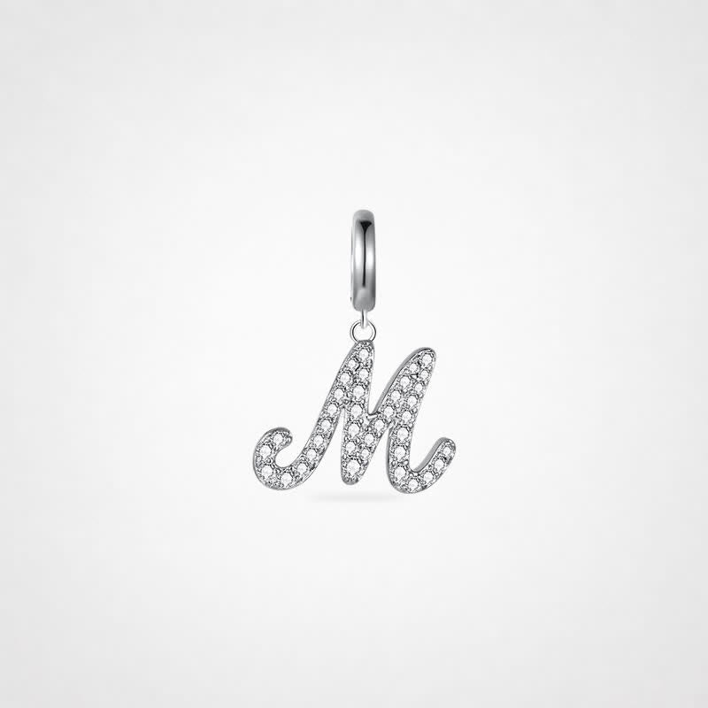 TaleClasp Elegant Script Letter M Silver Tone Initial Charm - Silver - image 0
