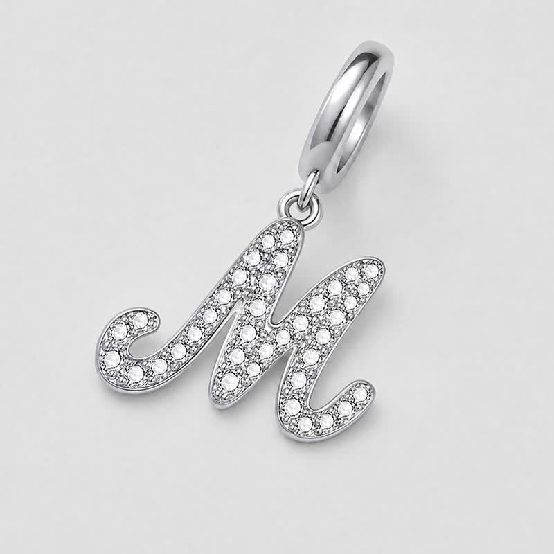 TaleClasp Elegant Script Letter M Silver Tone Initial Charm - image 3
