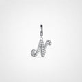 TaleClasp Elegant Script Letter N Silver Tone Initial Charm - Silver - image 0