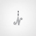 TaleClasp Elegant Script Letter N Silver Tone Initial Charm - Silver - image 0