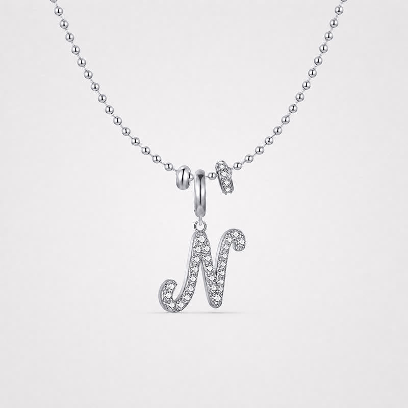 TaleClasp Elegant Script Letter N Silver Tone Initial Charm - image 4