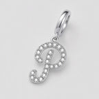 TaleClasp Script Letter P Pave Crystal Silver Tone Initial Charm - image 3