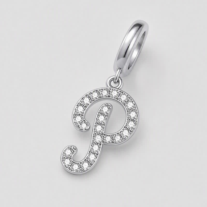 TaleClasp Script Letter P Pave Crystal Silver Tone Initial Charm - image 3
