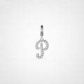 TaleClasp Script Letter P Pave Crystal Silver Tone Initial Charm - Silver - image 0