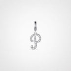 TaleClasp Script Letter P Pave Crystal Silver Tone Initial Charm - Silver - image 0