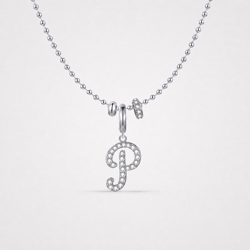 TaleClasp Script Letter P Pave Crystal Silver Tone Initial Charm - image 4
