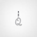 TaleClasp Elegant Script Letter Q Silver Tone Initial Charm - Silver - image 0