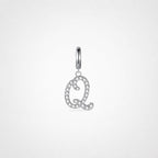 TaleClasp Elegant Script Letter Q Silver Tone Initial Charm - Silver - image 0