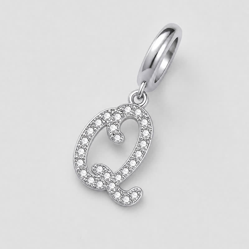 TaleClasp Elegant Script Letter Q Silver Tone Initial Charm - image 3
