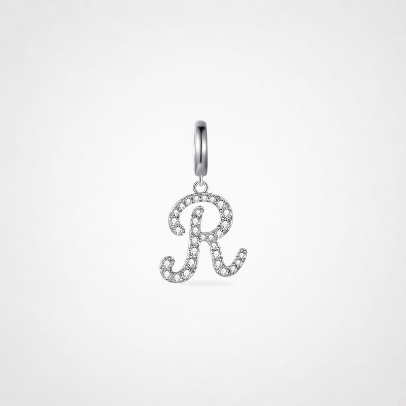 TaleClasp Elegant Script Letter R Silver Tone Initial Charm - Silver - image 0