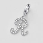 TaleClasp Elegant Script Letter R Silver Tone Initial Charm - image 3