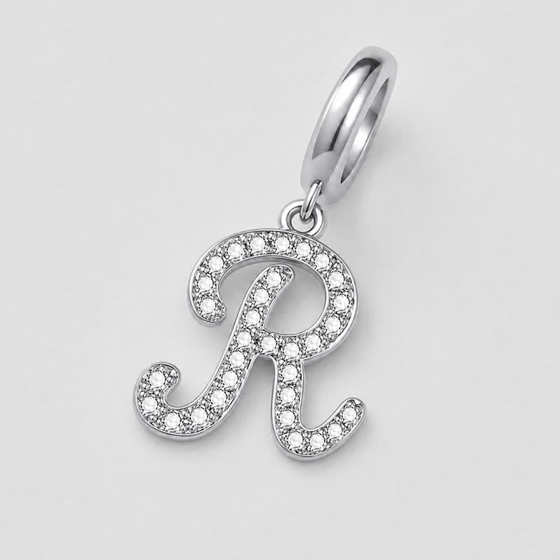 TaleClasp Elegant Script Letter R Silver Tone Initial Charm - image 3