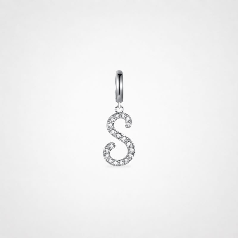 TaleClasp Elegant Script Letter S Silver Tone Initial Charm - Silver - image 0