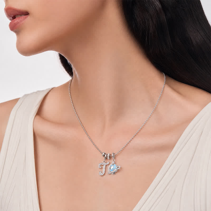 TaleClasp Elegant Script Letter T Silver Tone Initial Charm - image 1