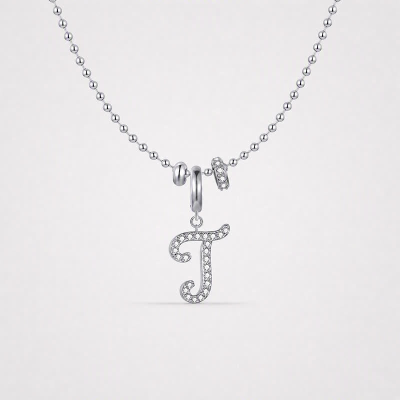 TaleClasp Elegant Script Letter T Silver Tone Initial Charm - image 4