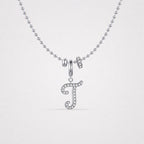 TaleClasp Elegant Script Letter T Silver Tone Initial Charm - image 4