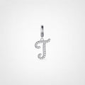 TaleClasp Elegant Script Letter T Silver Tone Initial Charm - Silver - image 0
