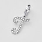 TaleClasp Elegant Script Letter T Silver Tone Initial Charm - image 3