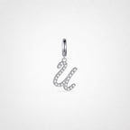 TaleClasp Elegant Script Letter U Silver Tone Initial Charm - Silver - image 0