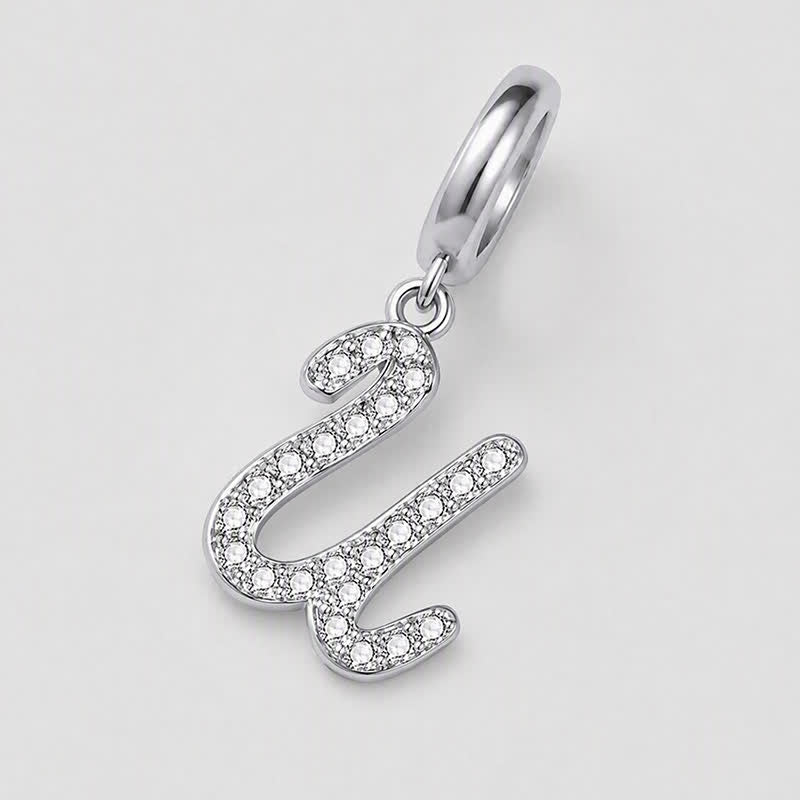 TaleClasp Elegant Script Letter U Silver Tone Initial Charm - image 3
