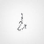 TaleClasp Elegant Script Letter V Silver Tone Initial Charm - Silver - image 0