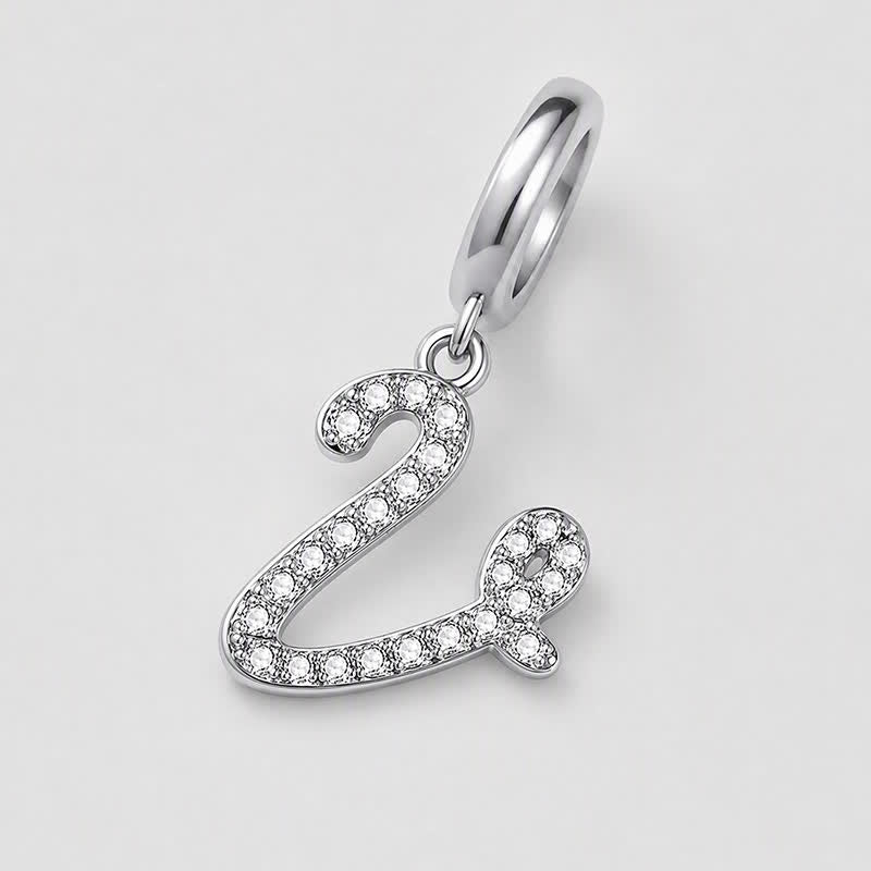 TaleClasp Elegant Script Letter V Silver Tone Initial Charm - image 3