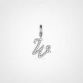 TaleClasp Elegant Script Letter W Silver Tone Initial Charm - Silver - image 0