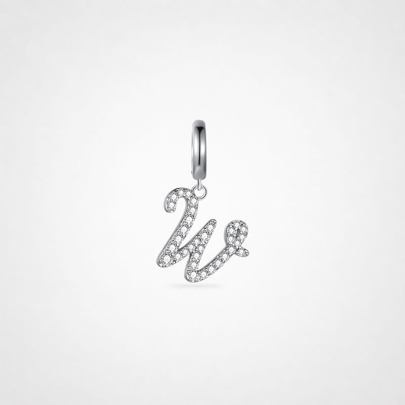 TaleClasp Elegant Script Letter W Silver Tone Initial Charm - Silver - image 0