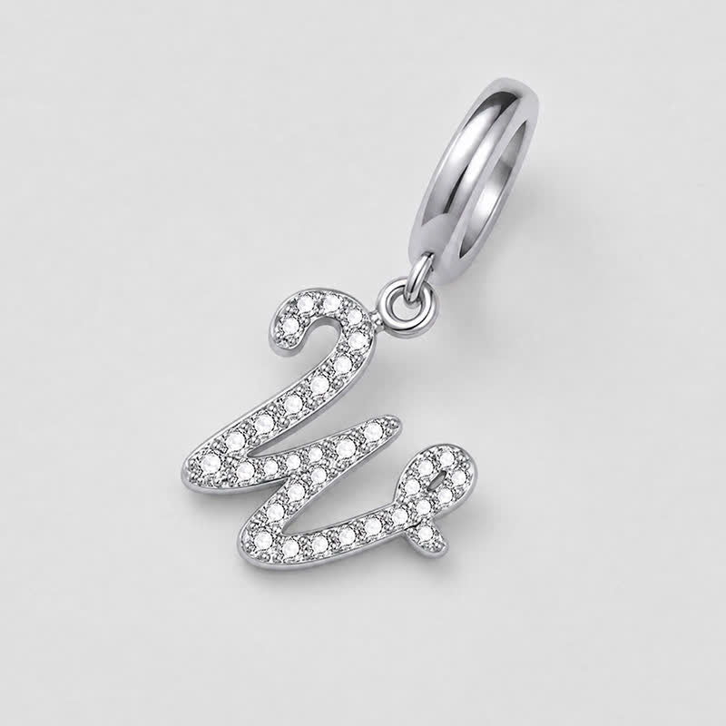 TaleClasp Elegant Script Letter W Silver Tone Initial Charm - image 3