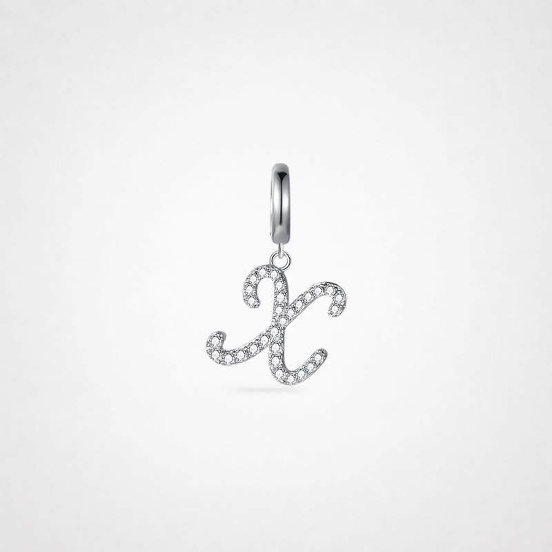TaleClasp Elegant Script Letter X Silver Tone Initial Charm - Silver - image 0