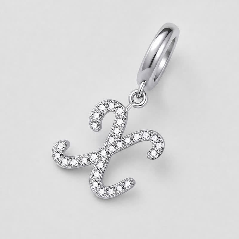 TaleClasp Elegant Script Letter X Silver Tone Initial Charm - image 3
