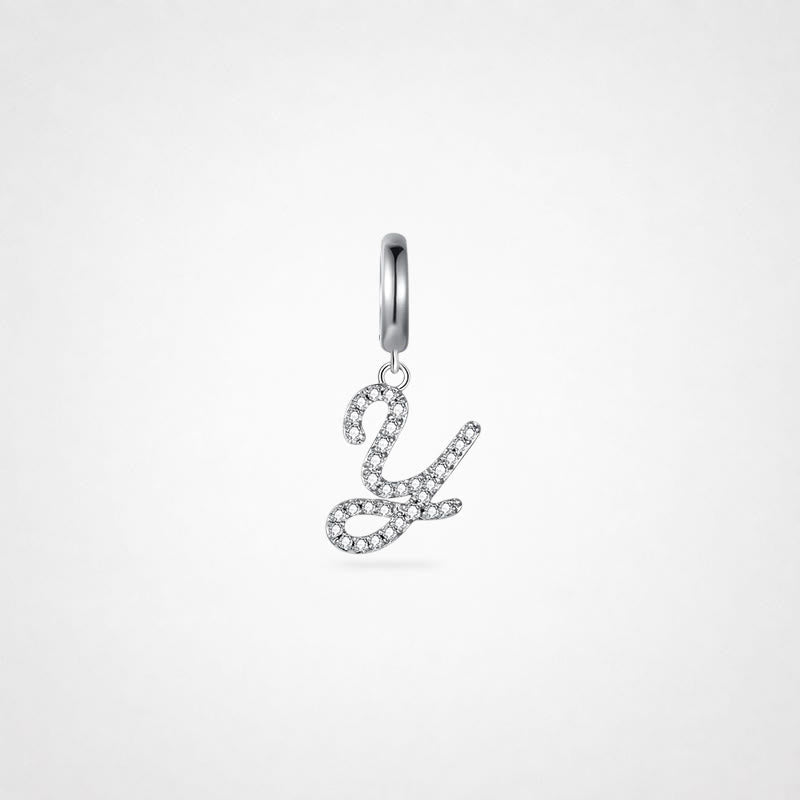 TaleClasp Elegant Script Letter Y Silver Tone Initial Charm - image 0