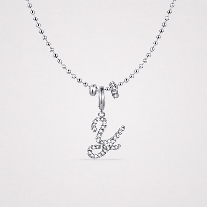 TaleClasp Elegant Script Letter Y Silver Tone Initial Charm - Silver - image 4