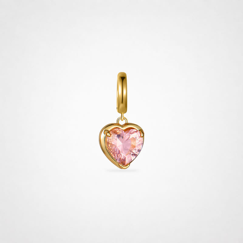 TaleClasp Faceted Pink Heart Crystal Gold Frame Charm - Pink - image 0