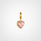 TaleClasp Faceted Pink Heart Crystal Gold Frame Charm - Pink - image 0