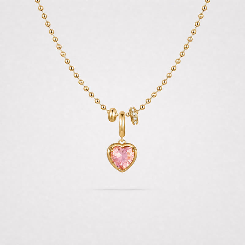 TaleClasp Faceted Pink Heart Crystal Gold Frame Charm - image 4