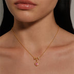 TaleClasp Faceted Pink Heart Crystal Gold Frame Charm - image 1